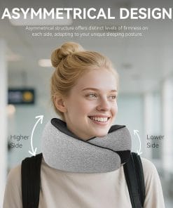 SZXYX Travel Pillows - 100% Pure Memory Foam Neck Pillow for Airplanes, Comfortable Breathable Cover, 360° Support Stowable Pillows for Sleeping, Car, Airport Travel Essentials Dark Grey - 2