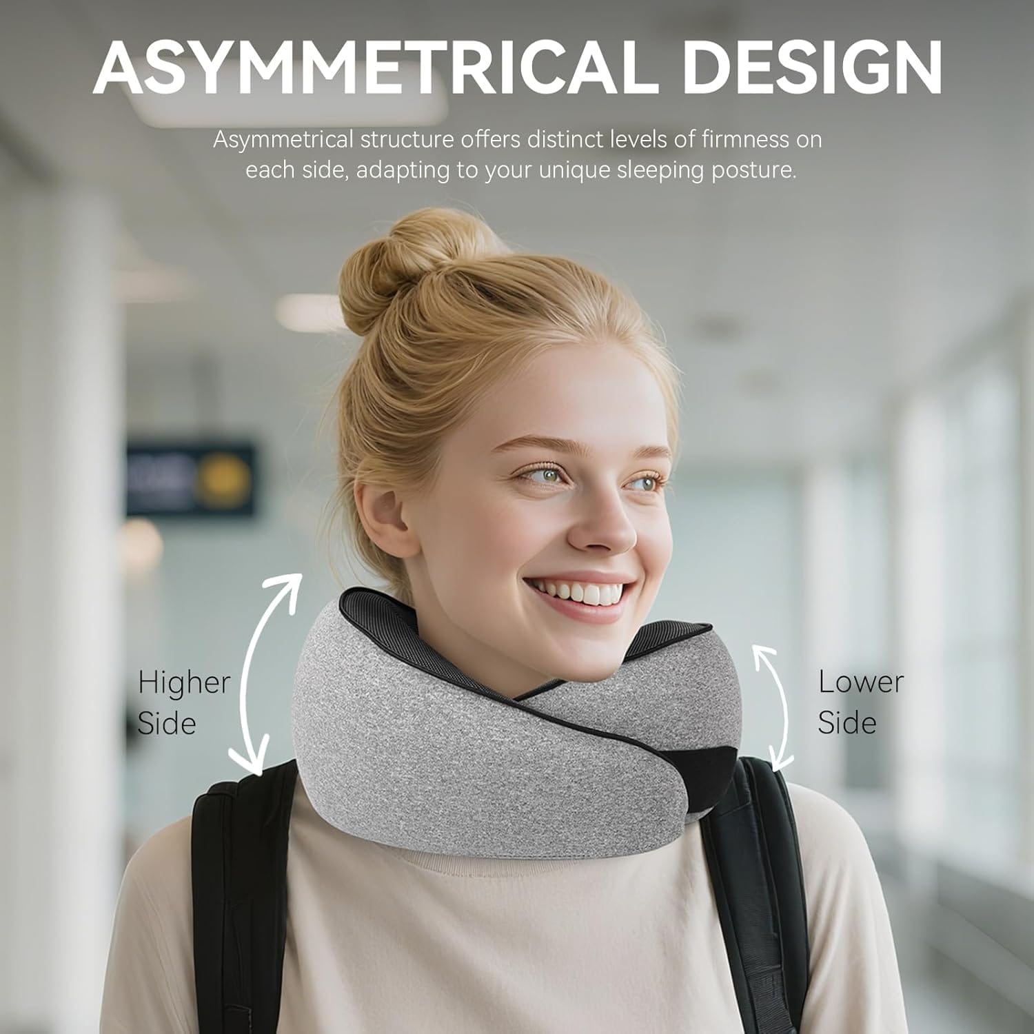 SZXYX Travel Pillows - 100% Pure Memory Foam Neck Pillow for Airplanes, Comfortable Breathable Cover, 360° Support Stowable Pillows for Sleeping, Car, Airport Travel Essentials Dark Grey - 2