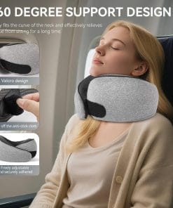 SZXYX Travel Pillows - 100% Pure Memory Foam Neck Pillow for Airplanes, Comfortable Breathable Cover, 360° Support Stowable Pillows for Sleeping, Car, Airport Travel Essentials Dark Grey - 3
