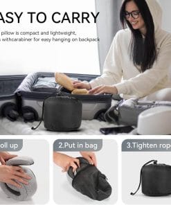 SZXYX Travel Pillows - 100% Pure Memory Foam Neck Pillow for Airplanes, Comfortable Breathable Cover, 360° Support Stowable Pillows for Sleeping, Car, Airport Travel Essentials Dark Grey - 4