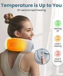 Medicane Neck Travel Pillow with Massage, Neck Massager with Heat & Gentle Vibration Massage, Ergonomic Memory Foam with Comfortable Eye Mask, Perfect for Airplane - 3