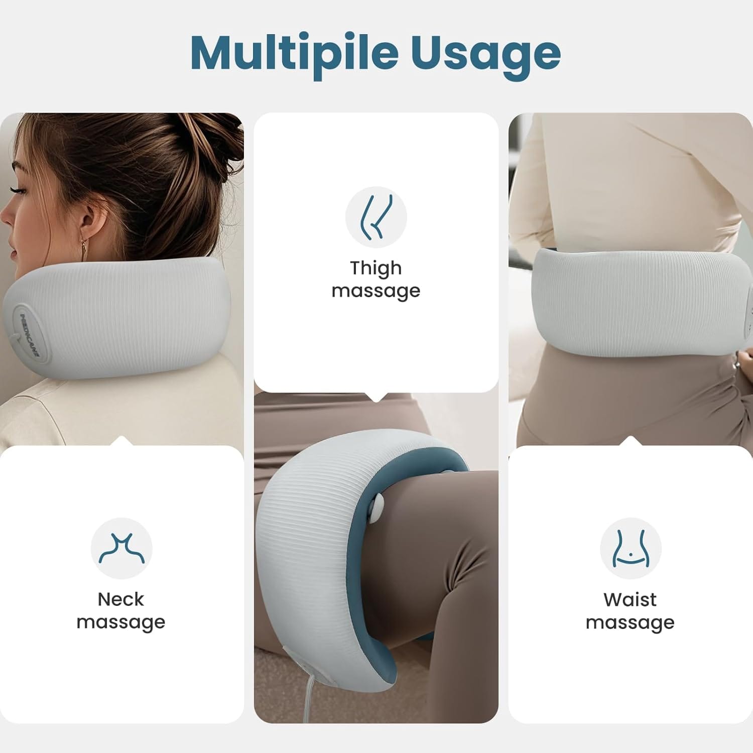 Medicane Neck Travel Pillow with Massage, Neck Massager with Heat & Gentle Vibration Massage, Ergonomic Memory Foam with Comfortable Eye Mask, Perfect for Airplane - 4