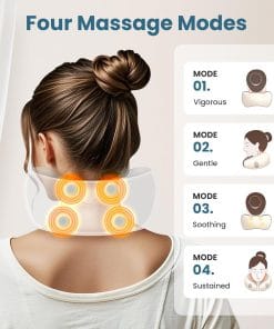 Medicane Neck Travel Pillow with Massage, Neck Massager with Heat & Gentle Vibration Massage, Ergonomic Memory Foam with Comfortable Eye Mask, Perfect for Airplane - 5