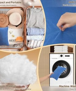 Small Travel Pillows - 2 Pack, 7x11 Mini Neck Pillow for Airplane & Long Flight, Machine Washable Headrest for Nap & Sleeping, Portable Soft Tiny Cushion for Lumbar, Knee, Ankle - 4