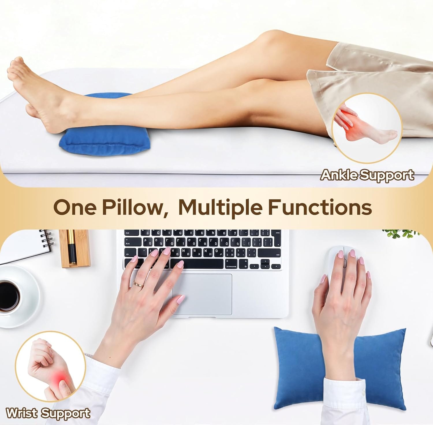 Small Travel Pillows - 2 Pack, 7x11 Mini Neck Pillow for Airplane & Long Flight, Machine Washable Headrest for Nap & Sleeping, Portable Soft Tiny Cushion for Lumbar, Knee, Ankle - 6