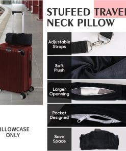 Stuffable Travel Pillow, Stuffable Neck Pillow for Travel, Neck Pillow Stuffed with Clothes Storage - No Extra Baggage Fees, Fits 5+ Days of Travel Essentials, No Filler - 3