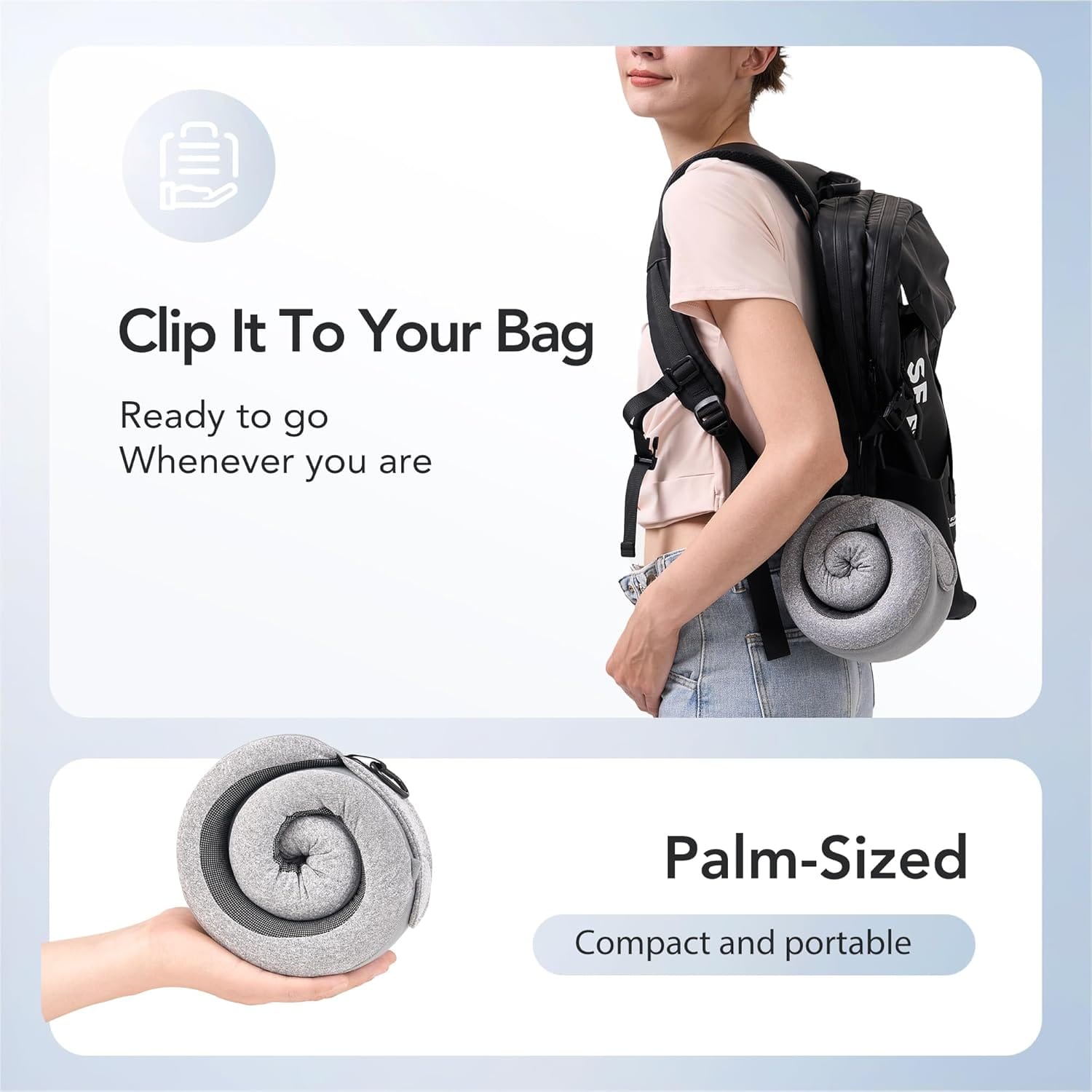 Travel Pillow, 100% Pure Memory Foam Travel Neck Pillow Airplane Neck Support Ergonomic Design for Traveling Suitable for Airplanes,Offices and Cars-Gray - 5