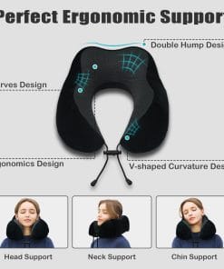Travel Pillow, Memory Foam Neck Pillow for Traveling, U Shape Neck Pillow Airplane Portable Flight Pillow Travel Kit with 3D Contoured Eye Masks and Earplug for Plane Train - 4