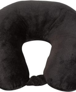 Adult Cozy Soft Microfiber Neck Pillow for Travel – Compact, Machine Washable - Perfect for Airplane, Car, or Home Use - Filled and Finished in The USA – Black - 1