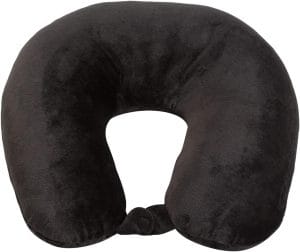 Adult Cozy Soft Microfiber Neck Pillow for Travel – Compact, Machine Washable - Perfect for Airplane, Car, or Home Use - Filled and Finished in The USA – Black - 1