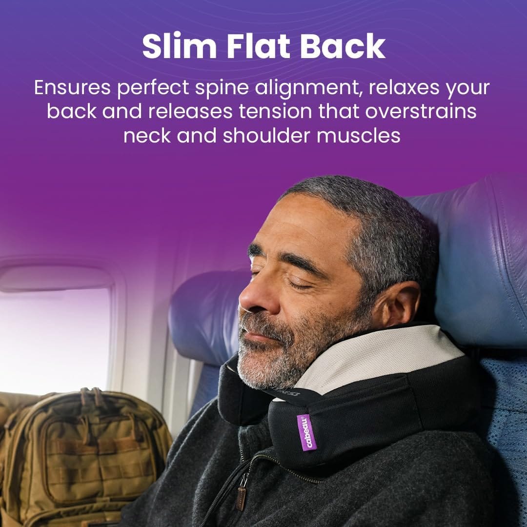 Cabeau Travel Neck Pillows for Airplanes – The Neck’s Evolution, TNE S3 – Supportive Memory Foam Design for Long Haul Flights – Attachable Seat Straps and 360° Support - 4