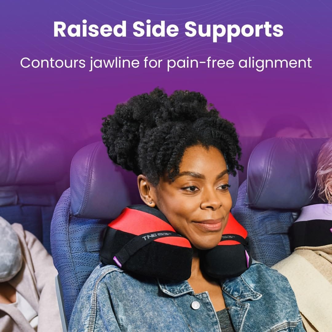 Cabeau Travel Neck Pillows for Airplanes – The Neck’s Evolution, TNE S3 – Supportive Memory Foam Design for Long Haul Flights – Attachable Seat Straps and 360° Support - 5