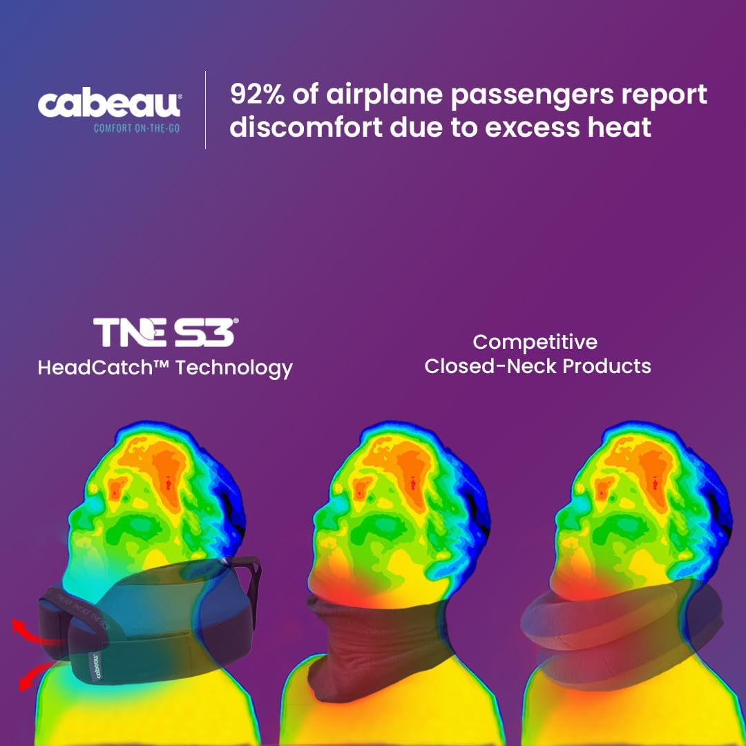 Cabeau Travel Neck Pillows for Airplanes – The Neck’s Evolution, TNE S3 – Supportive Memory Foam Design for Long Haul Flights – Attachable Seat Straps and 360° Support - 7