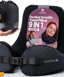 ComfyNap® Versatile Travel Neck Pillow for Airplane [Patented], 9 Positions in 3 Techniques, Plane Pillow with Pure Memory Foam, Travel Pillow with HeadRest Flight Sleep, Travel Essential - 1