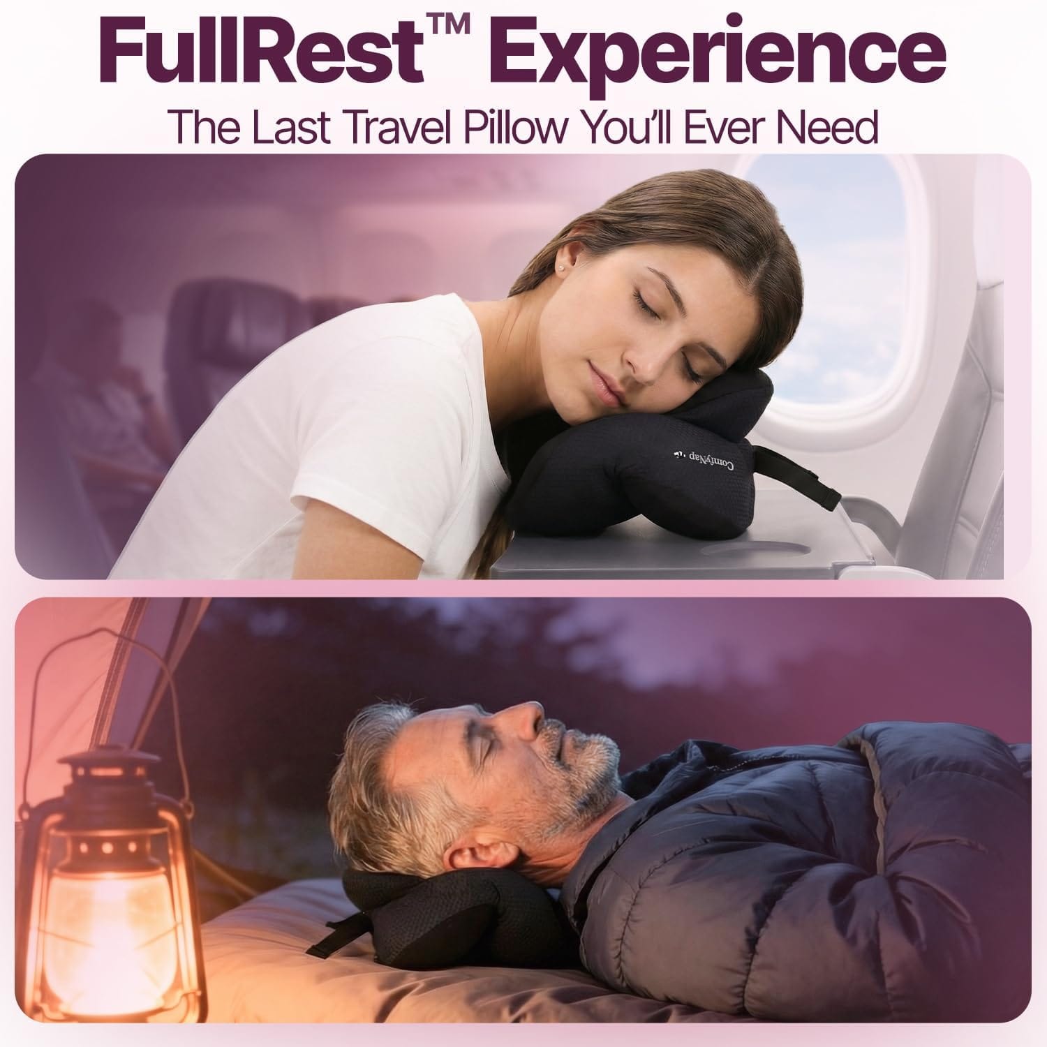 ComfyNap® Versatile Travel Neck Pillow for Airplane [Patented], 9 Positions in 3 Techniques, Plane Pillow with Pure Memory Foam, Travel Pillow with HeadRest Flight Sleep, Travel Essential - 5