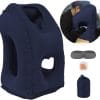 Inflatable Travel Pillow for Airplane, Inflatable Neck Air Pillow for Sleeping(Blue) - 1