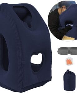 Inflatable Travel Pillow for Airplane, Inflatable Neck Air Pillow for Sleeping(Blue) - 1