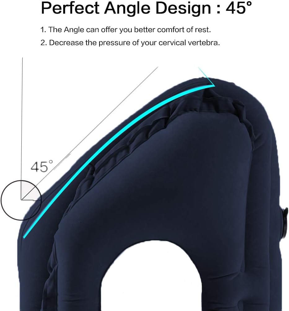 Inflatable Travel Pillow for Airplane, Inflatable Neck Air Pillow for Sleeping(Blue) - 4