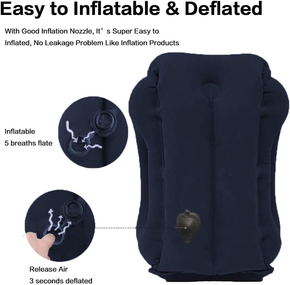 Inflatable Travel Pillow for Airplane, Inflatable Neck Air Pillow for Sleeping(Blue) - 5