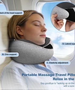 Memory Foam Travel Neck Pillow – Ergonomic Airplane Pillow with 360° Head Support - Includes Eye Mask & Ear Plugs - Ultra Portable Neck Pillow Airplane for Flights & Cars - 4