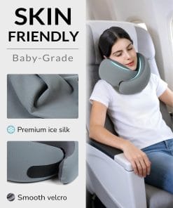 Neck Travel Pillow - Memory Foam Travel Pillow for Airplane, Washable Comfortable Breathable Cover, 360 Degree Support Ergonomic Design Best for Travel, Flight, Train, Sleeping - 3