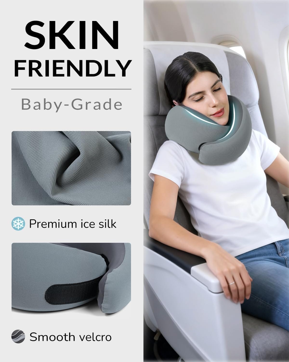 Neck Travel Pillow - Memory Foam Travel Pillow for Airplane, Washable Comfortable Breathable Cover, 360 Degree Support Ergonomic Design Best for Travel, Flight, Train, Sleeping - 3