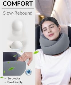 Neck Travel Pillow - Memory Foam Travel Pillow for Airplane, Washable Comfortable Breathable Cover, 360 Degree Support Ergonomic Design Best for Travel, Flight, Train, Sleeping - 4