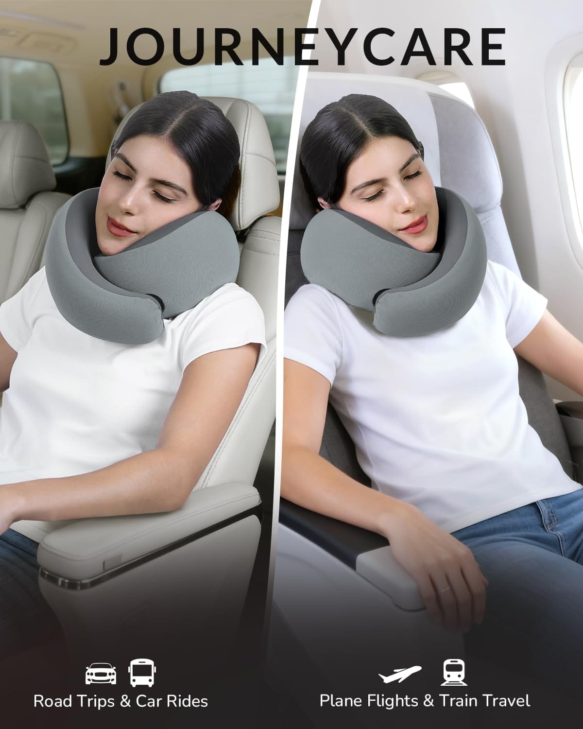 Neck Travel Pillow - Memory Foam Travel Pillow for Airplane, Washable Comfortable Breathable Cover, 360 Degree Support Ergonomic Design Best for Travel, Flight, Train, Sleeping - 7