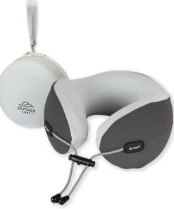 SKYTRAX COMF® Premium Ergonomic Memory Foam Travel Neck Pillow, Washable Cooling Ice Silk Cover, Firm Neck Support for Airplane Long Flights & Pain Relief, with Portable Carry Case - 1