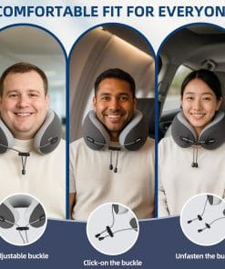 SKYTRAX COMF® Premium Ergonomic Memory Foam Travel Neck Pillow, Washable Cooling Ice Silk Cover, Firm Neck Support for Airplane Long Flights & Pain Relief, with Portable Carry Case - 3