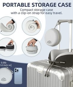 SKYTRAX COMF® Premium Ergonomic Memory Foam Travel Neck Pillow, Washable Cooling Ice Silk Cover, Firm Neck Support for Airplane Long Flights & Pain Relief, with Portable Carry Case - 5