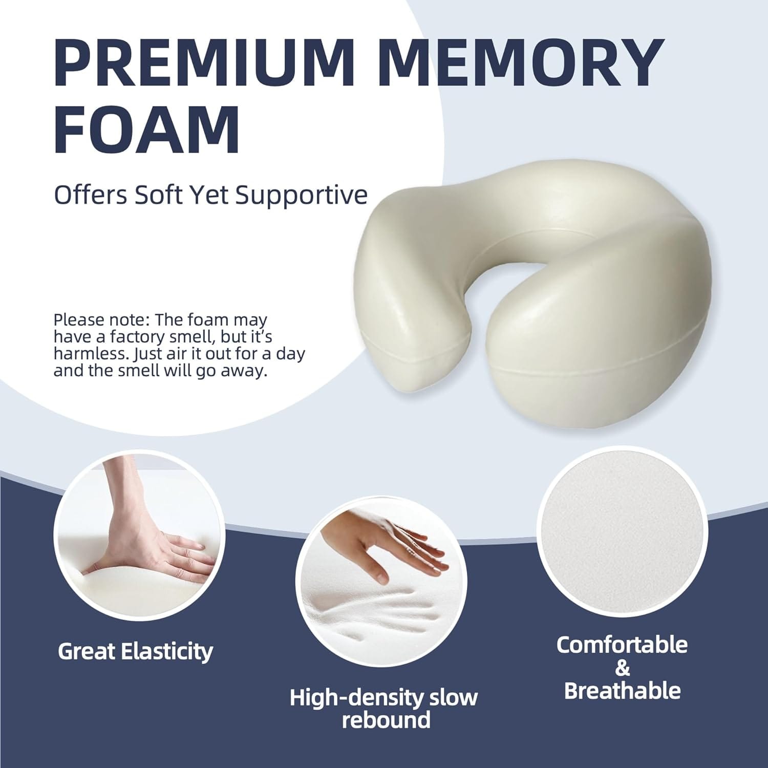 SKYTRAX COMF® Premium Ergonomic Memory Foam Travel Neck Pillow, Washable Cooling Ice Silk Cover, Firm Neck Support for Airplane Long Flights & Pain Relief, with Portable Carry Case - 7