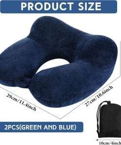Sintuff 2 Pack Inflatable Travel Pillow for Airplanes Inflatable Neck Flight Pillows with Compact Bag and Blindfold for Traveling, Airplane, Train, Car, Office - 2