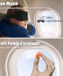 Travel Pillow, Memory Foam Neck Pillow for Traveling, U Shape Neck Pillow Airplane Portable Flight Pillow Travel Kit with 5D Contoured Eye Masks and Earplug for Plane Train - 2