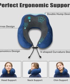 Travel Pillow, Memory Foam Neck Pillow for Traveling, U Shape Neck Pillow Airplane Portable Flight Pillow Travel Kit with 5D Contoured Eye Masks and Earplug for Plane Train - 4