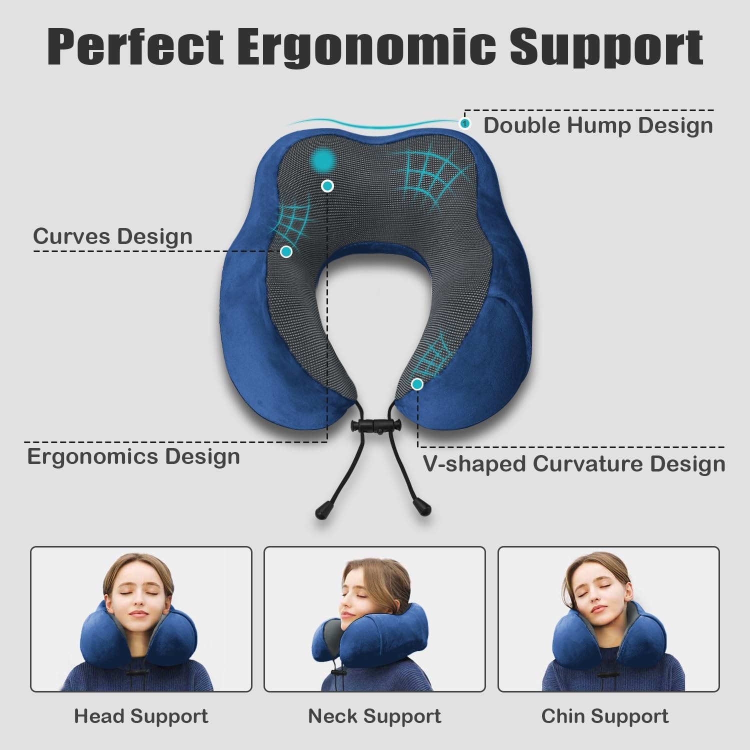 Travel Pillow, Memory Foam Neck Pillow for Traveling, U Shape Neck Pillow Airplane Portable Flight Pillow Travel Kit with 5D Contoured Eye Masks and Earplug for Plane Train - 4