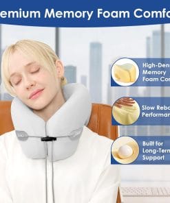 jiaao Travel Pillow Memory Foam Neck Pillow for Airplanes with Adjustable Drawstring Support, Gray Travel Neck Pillow for Flights, Road Trips, Trains & Everyday Travel - 3