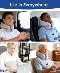 jiaao Travel Pillow Memory Foam Neck Pillow for Airplanes with Adjustable Drawstring Support, Gray Travel Neck Pillow for Flights, Road Trips, Trains & Everyday Travel - 6
