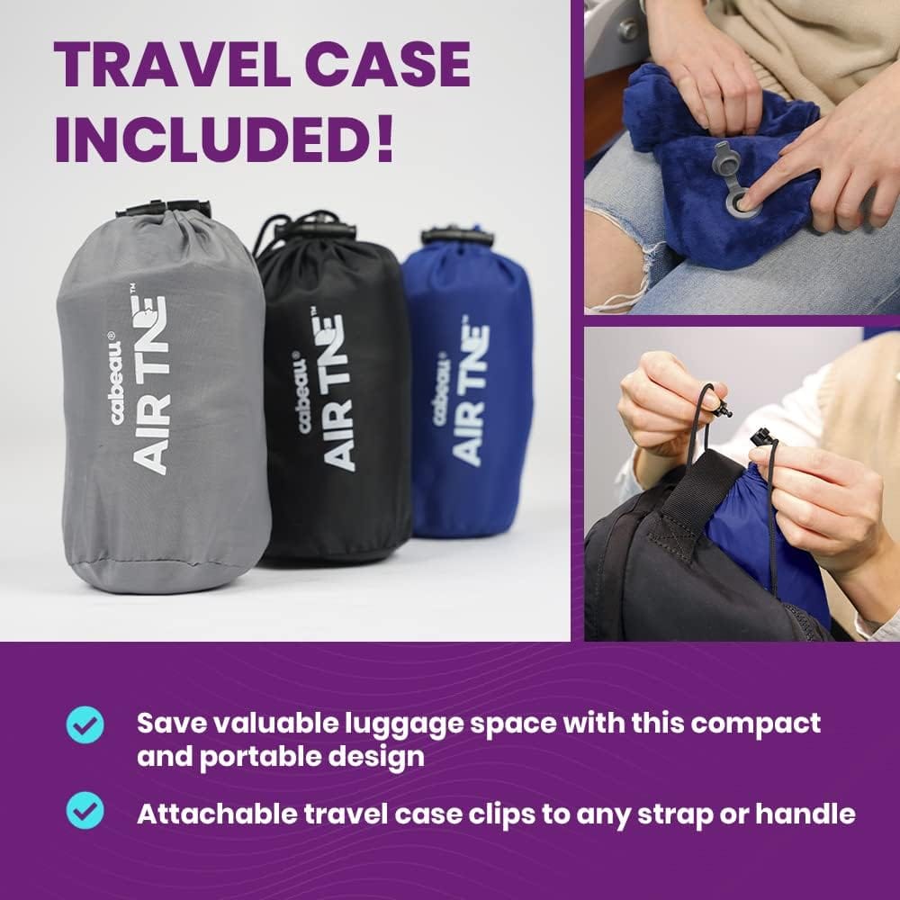 Cabeau Inflatable Travel Pillow – Air TNE – Adjustable, Lightweight, and Supportive for Sleeping on Airplanes, Trains, and Cars– Customized Fit and Compact Carrying Case (Royal Blue) - Image 7