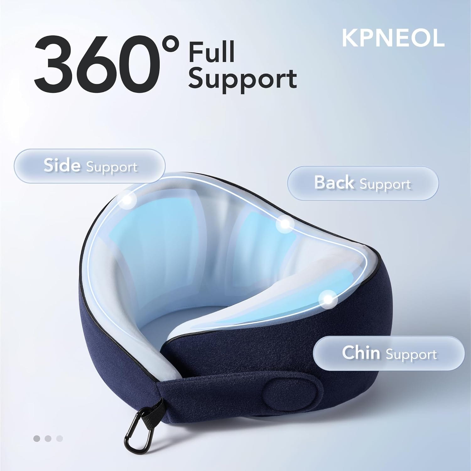 KPNEOL Travel Pillow, 100% Pure Memory Foam Travel Neck Pillow Airplane Neck Support Ergonomic Design for Traveling Suitable for Airplanes,Offices and Cars-Cooling Silk Blue - Image 6