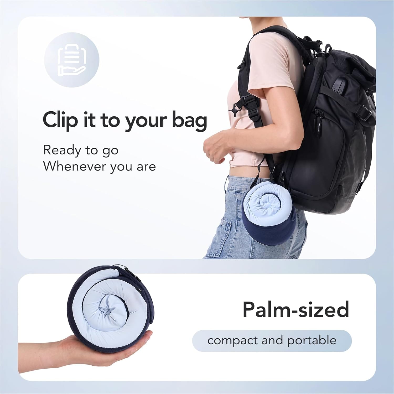 KPNEOL Travel Pillow, 100% Pure Memory Foam Travel Neck Pillow Airplane Neck Support Ergonomic Design for Traveling Suitable for Airplanes,Offices and Cars-Cooling Silk Blue - Image 5