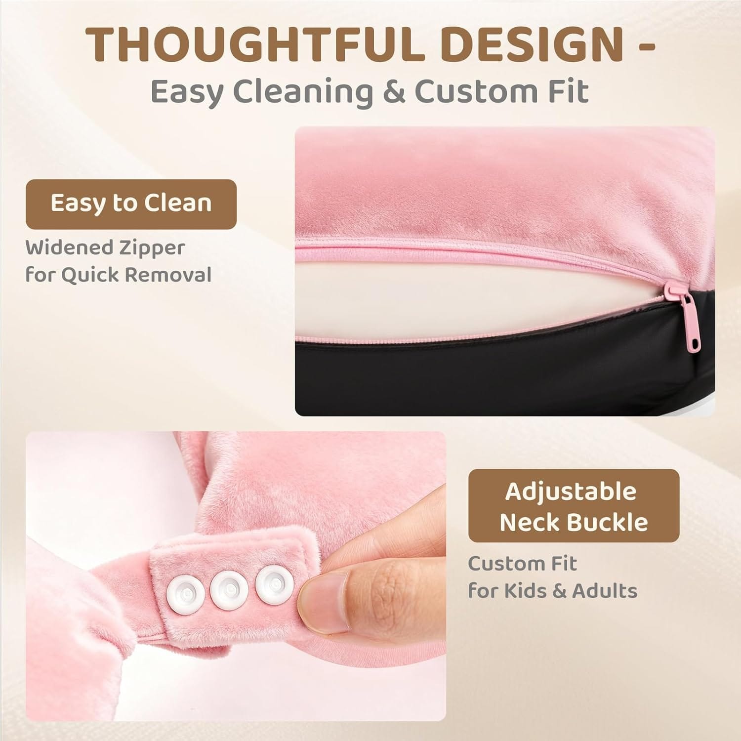 Mewaii Travel Neck Pillow with Hood for Airplanes,Memory Foam,Breathable Ice Silk & Soft Velvet,Double-Sided,Removable to Clean,Adjustable Strap,Portable Travel Pillow for Long Flights Adults & Teens - Image 8