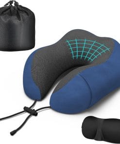 Neck Travel Pillow, Upgraded Memory Foam Pillow for Airplane, Machine Washable, Adjustable Flight Pillow, Suitable for Sleeping Airplane, Car, Office and Home - 1