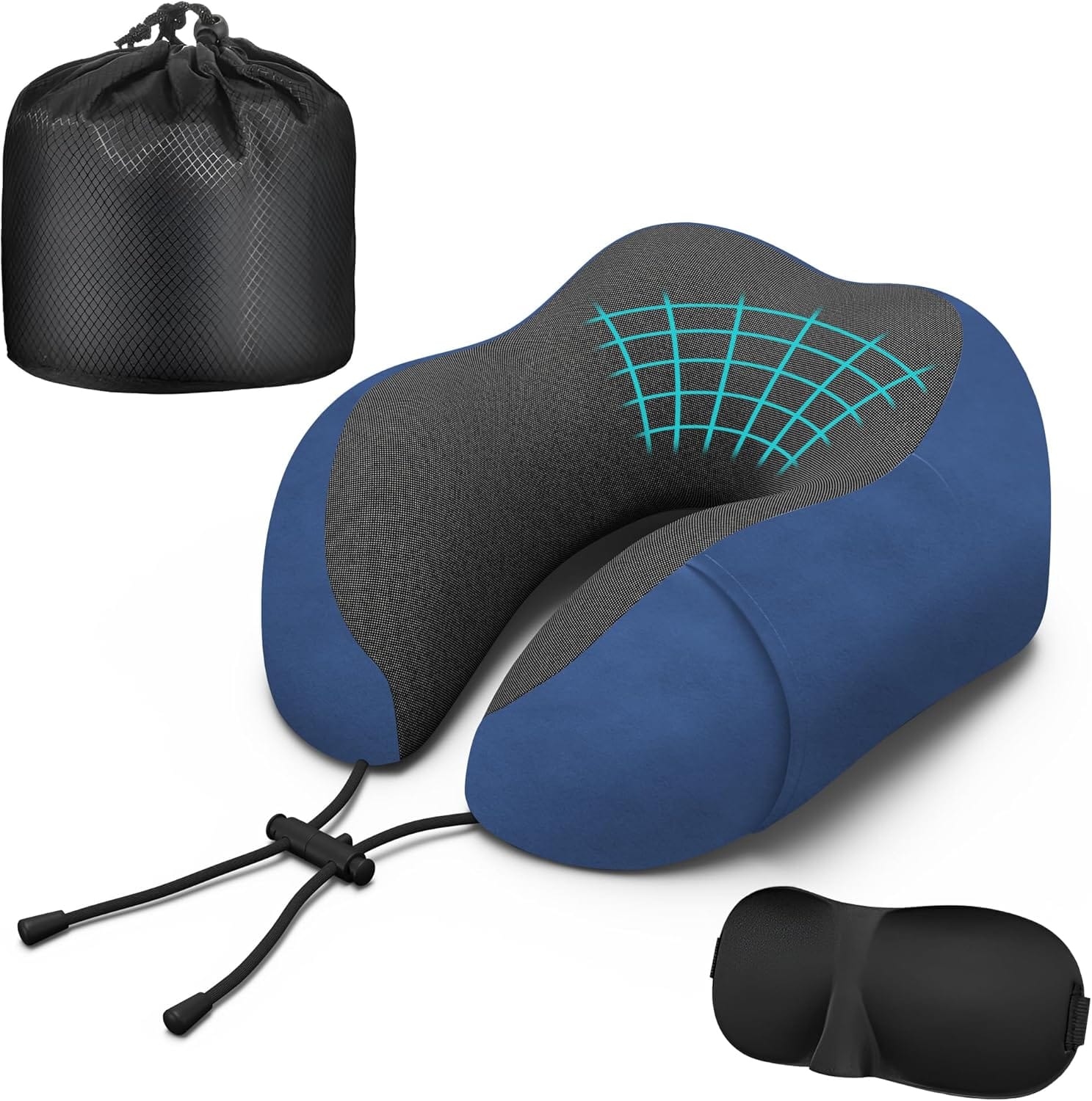 Neck Travel Pillow, Upgraded Memory Foam Pillow for Airplane, Machine Washable, Adjustable Flight Pillow, Suitable for Sleeping Airplane, Car, Office and Home - 1