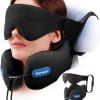 SARISUN Neck Pillow Airplane,Travel Pillow with Strap,Combo 3D Eye Mask for Sleep,Dual-Density Supportive Foam Travel Neck Pillow for Airplane Flights,Car Road Trip Travel Essentials - 1
