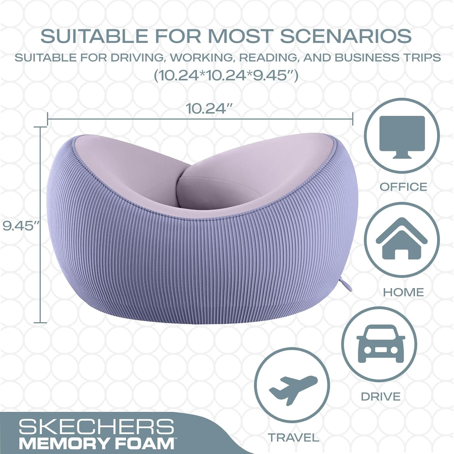 Skechers Women's Memory Foam Neck Pillow, Comfortable & Breathable Travel Pillow,Neck Pillow Airplane for Travel, Car Rides, Home, and Office Use, Ergonomic Design for Men and Women,Purple - Image 6