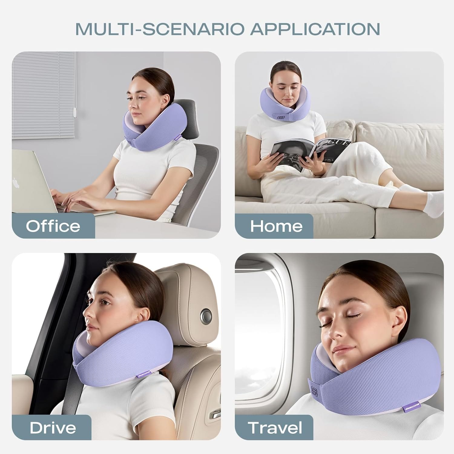 Skechers Women's Memory Foam Neck Pillow, Comfortable & Breathable Travel Pillow,Neck Pillow Airplane for Travel, Car Rides, Home, and Office Use, Ergonomic Design for Men and Women,Purple - Image 8