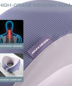 Alternative view of Skechers Women's Memory Foam Neck Pillow, Comfortable & Breathable Travel Pillow,Neck Pillow Airplane for Travel, Car Rides, Home, and Office Use, Ergonomic Design for Men and Women,Purple