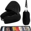 Stuffable Travel Neck Pillow with Hood, Soft Velvet Pillow Stuffable with Clothes, Adjustable Neck Size, Multifunctional Fillable Airplane Travel Neck Pillow for Extra Luggage - 1