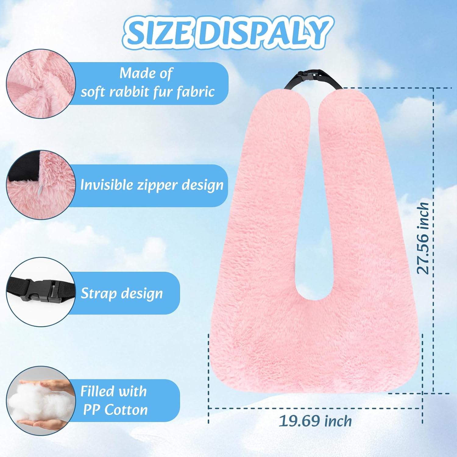 Swemos Travel Pillow, Car Pillow for Kids & Adults - Ergonomic Travel Pillows Sleeping Aid for Neck & Body Support, Car Travel Essentials Pillow on Road Trips-Pink - Image 6